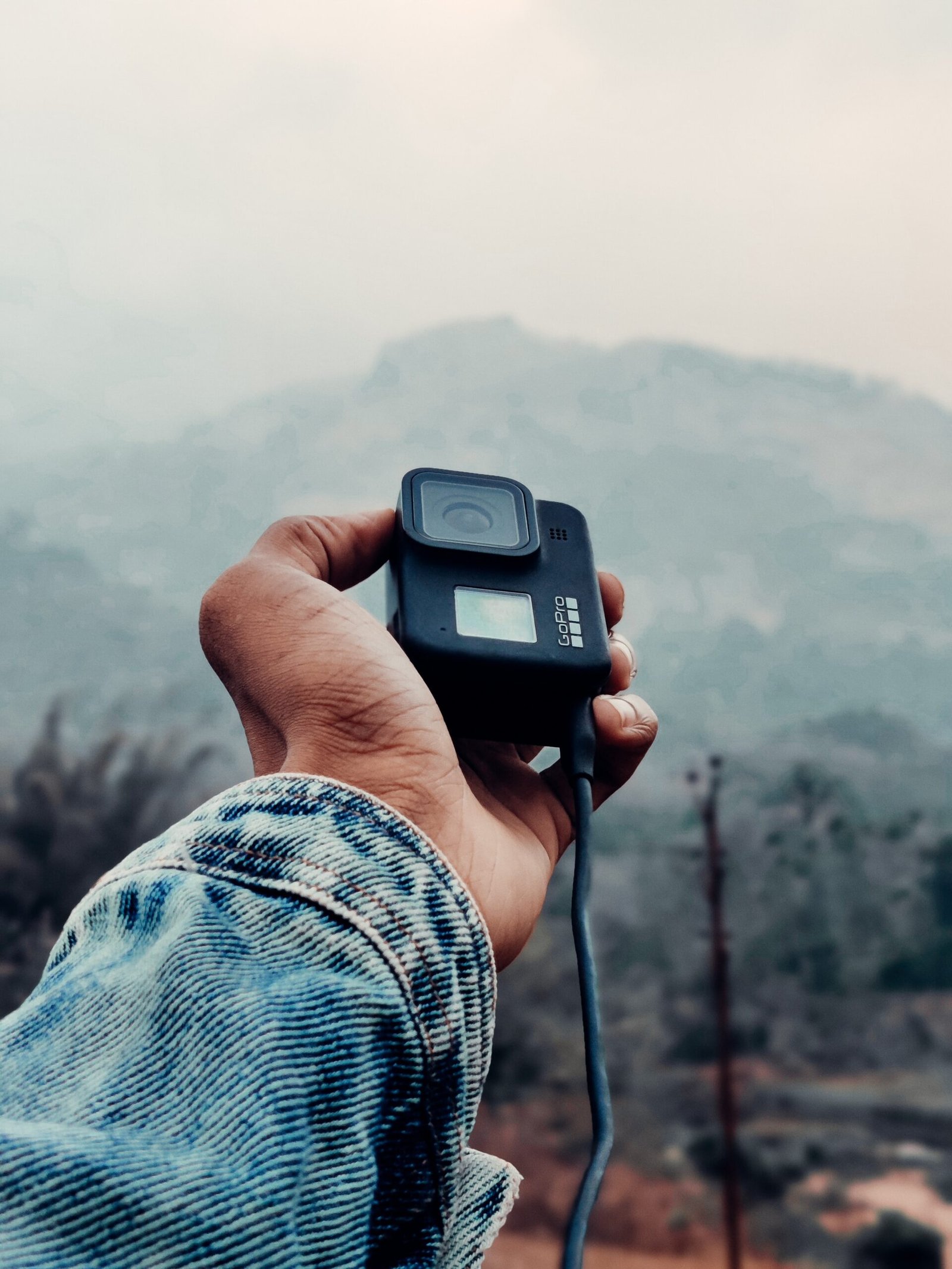 a person holding a camera